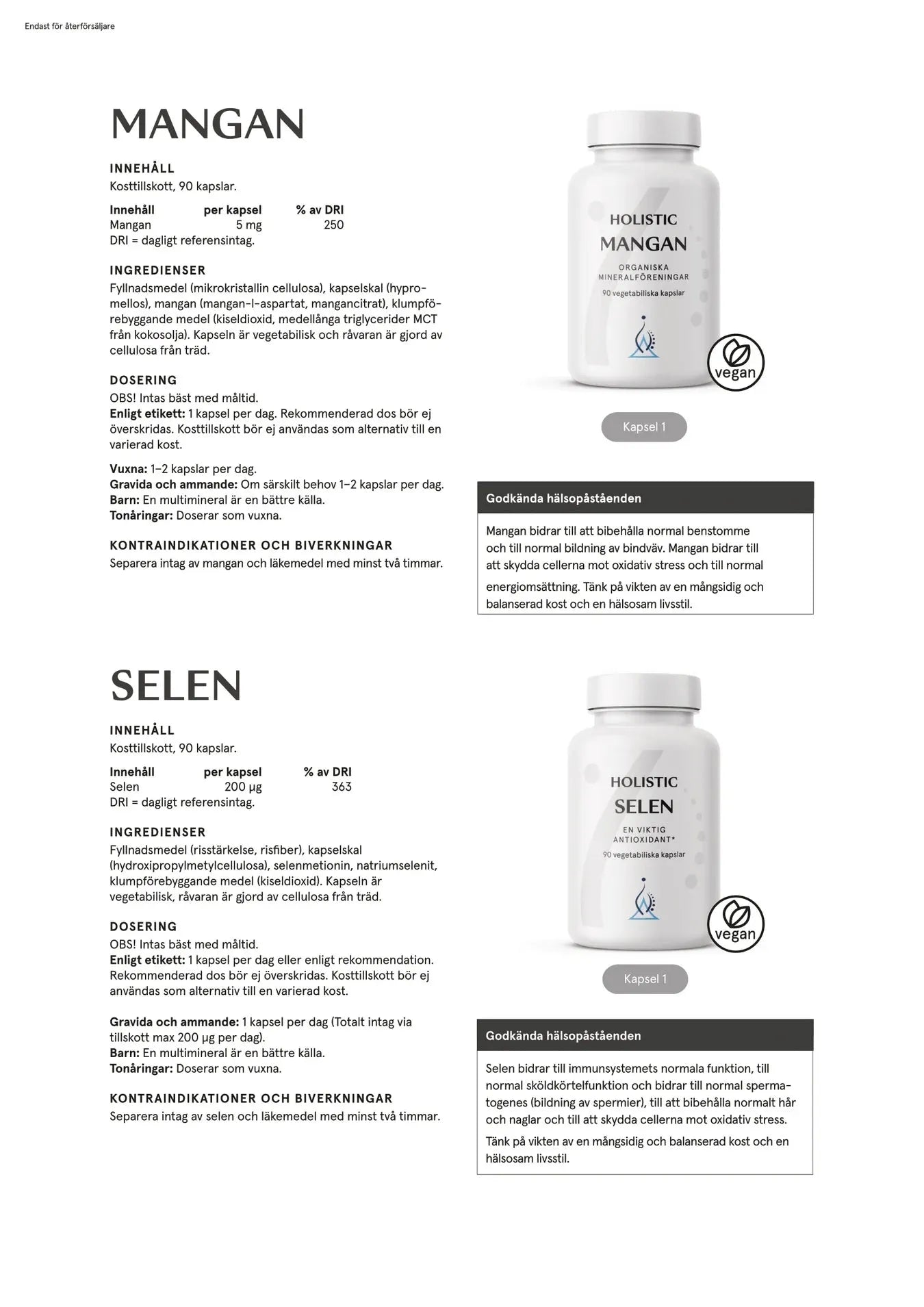 Holistic Mangan 5 mg, 90 kapslar