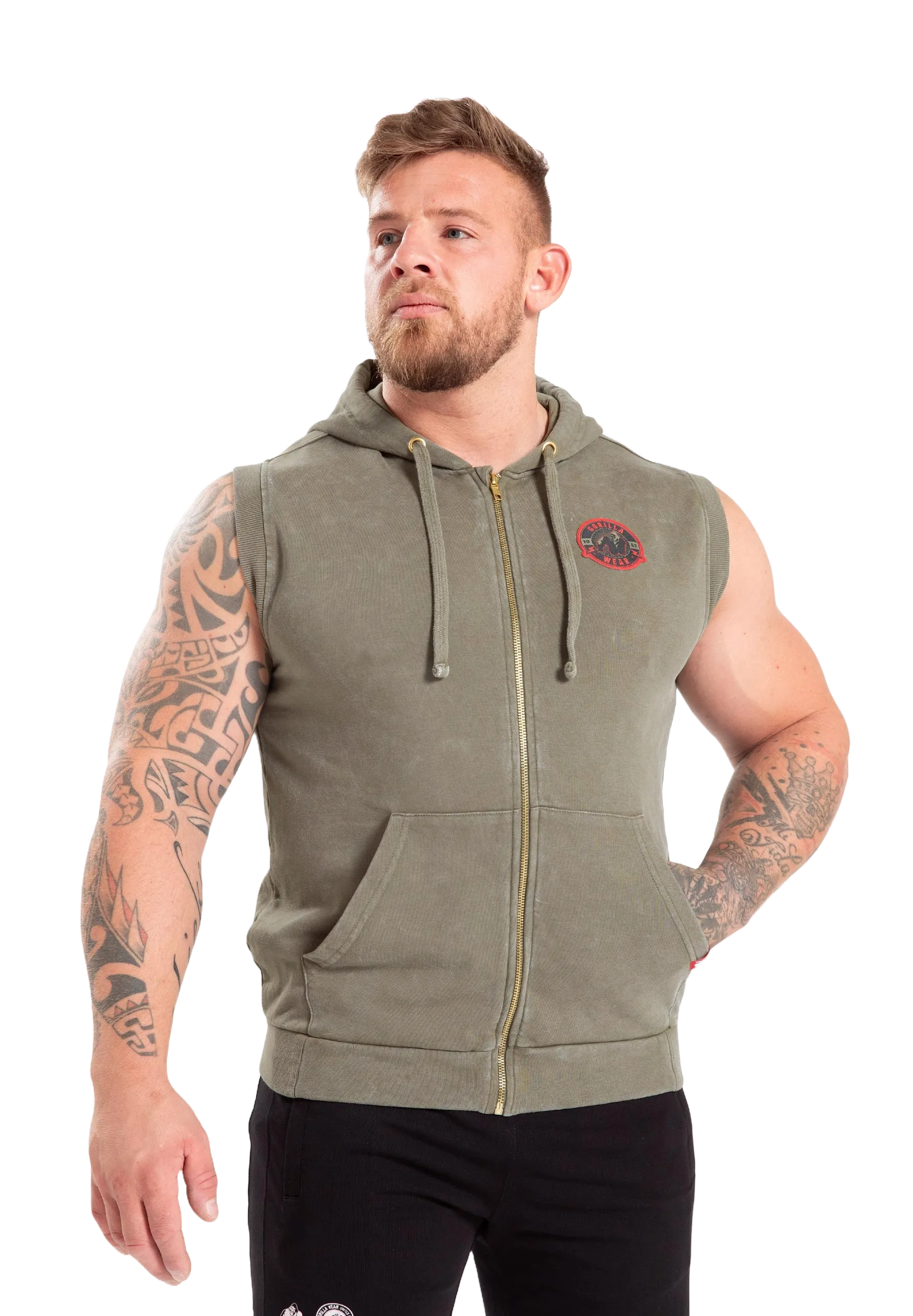 Gorilla Wear Silverdale Sleeveless Hoodie, army green