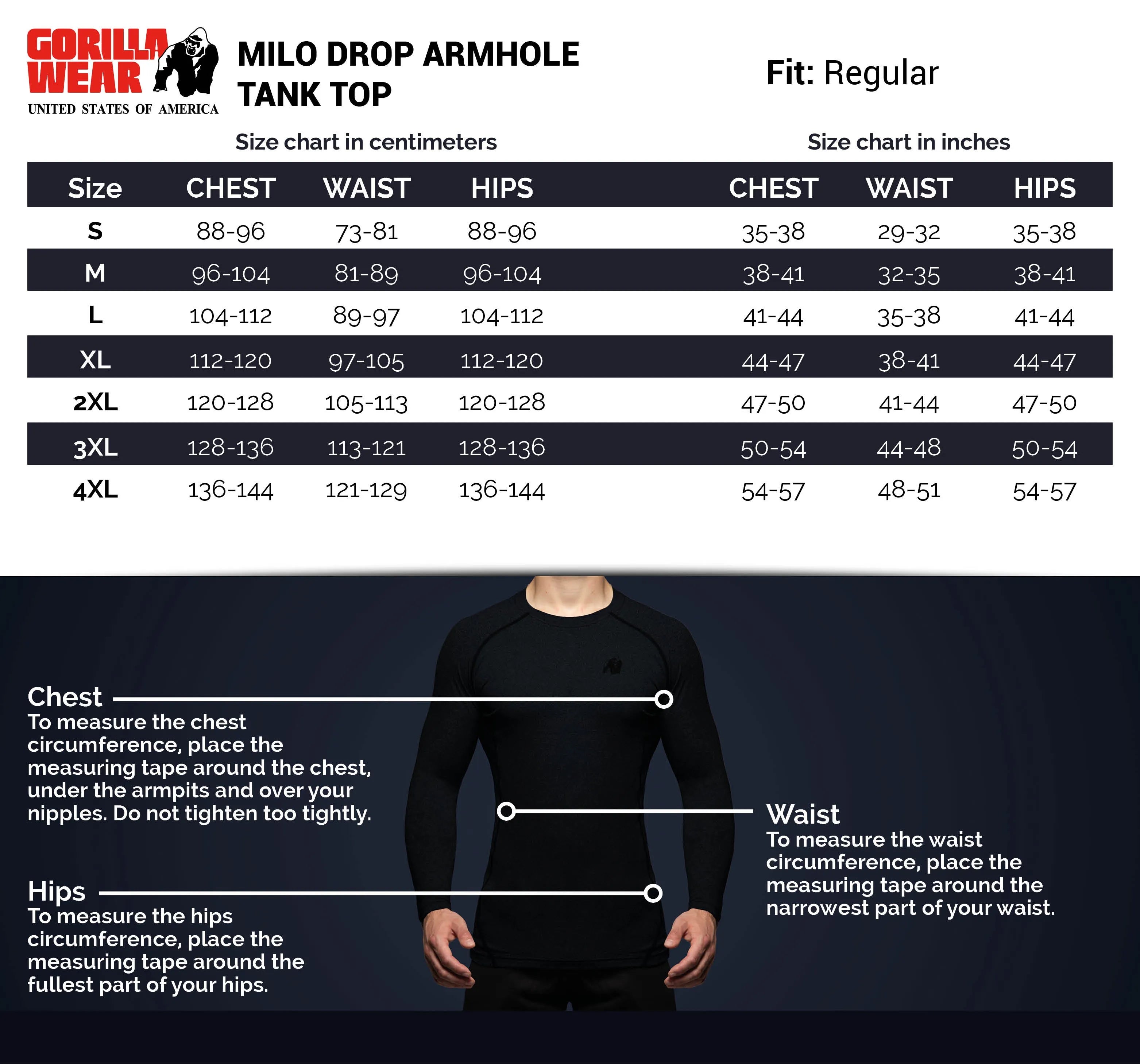 Gorilla Wear - Milo Drop Armhole Tank Top/Linne, black