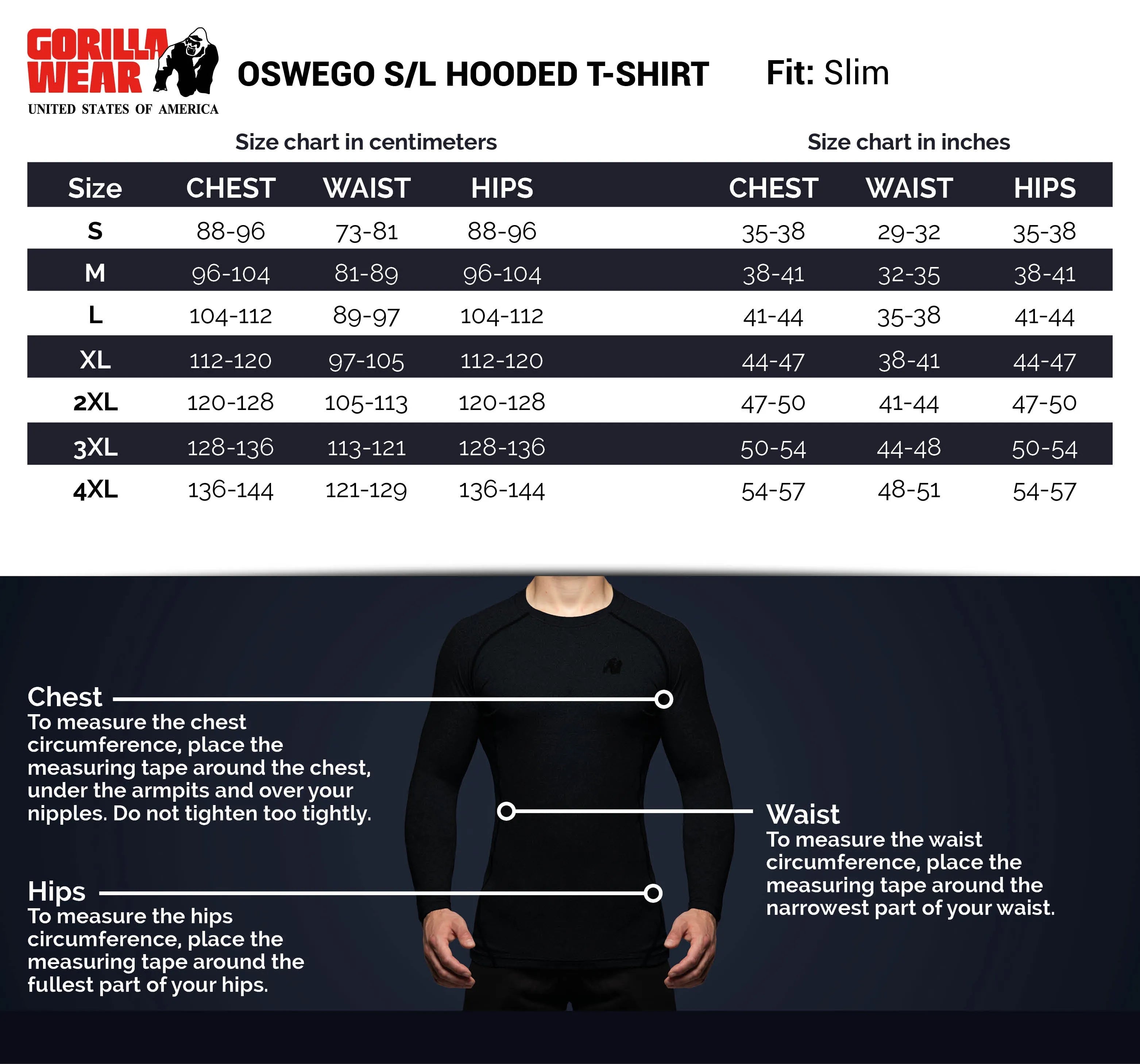 Gorilla Wear - Oswego S/L Hooded T-Shirt, black