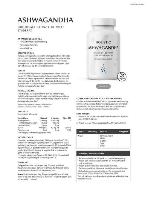 Holistic Ashwagandha, 90 kapslar
