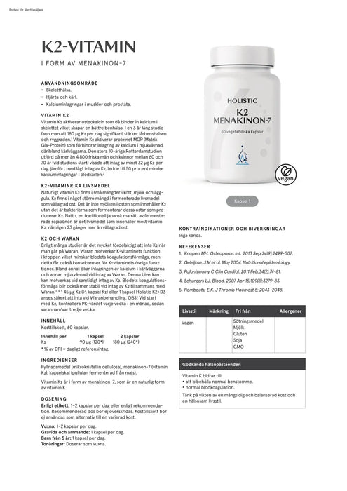 Holistic K2, 60 kapslar