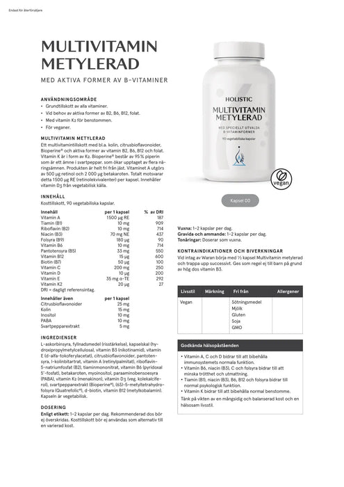 Holistic Multivitamin metylerad, 90 kapslar