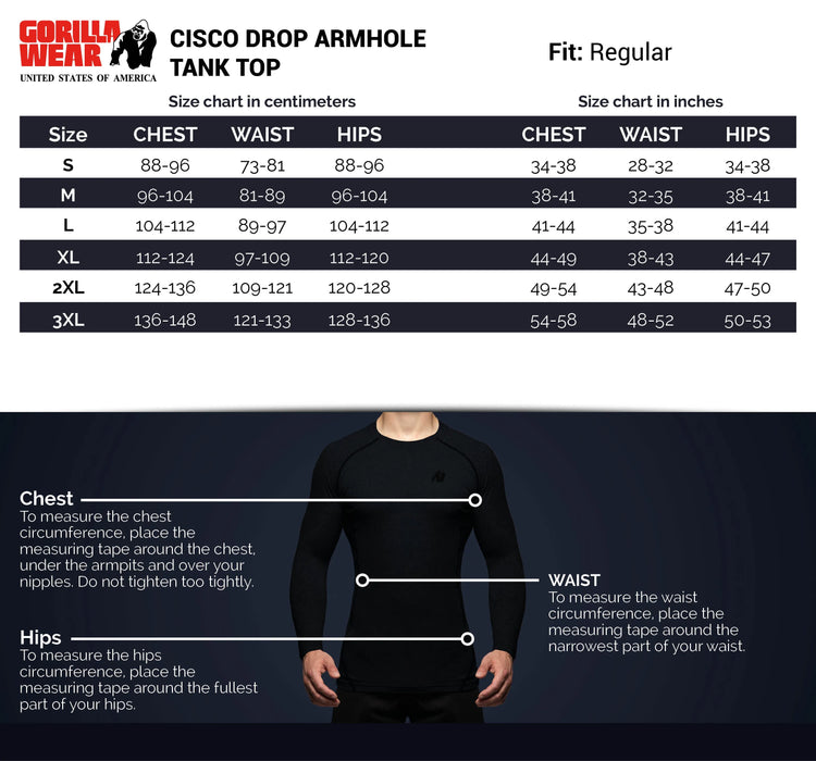 Gorilla Wear Cisco Drop Armhole Tank Top/Linne, grey/black