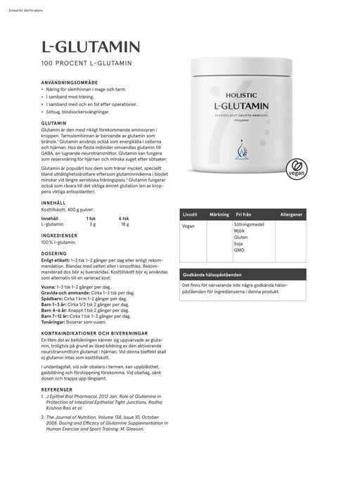 Holistic L-glutamin, 400 g