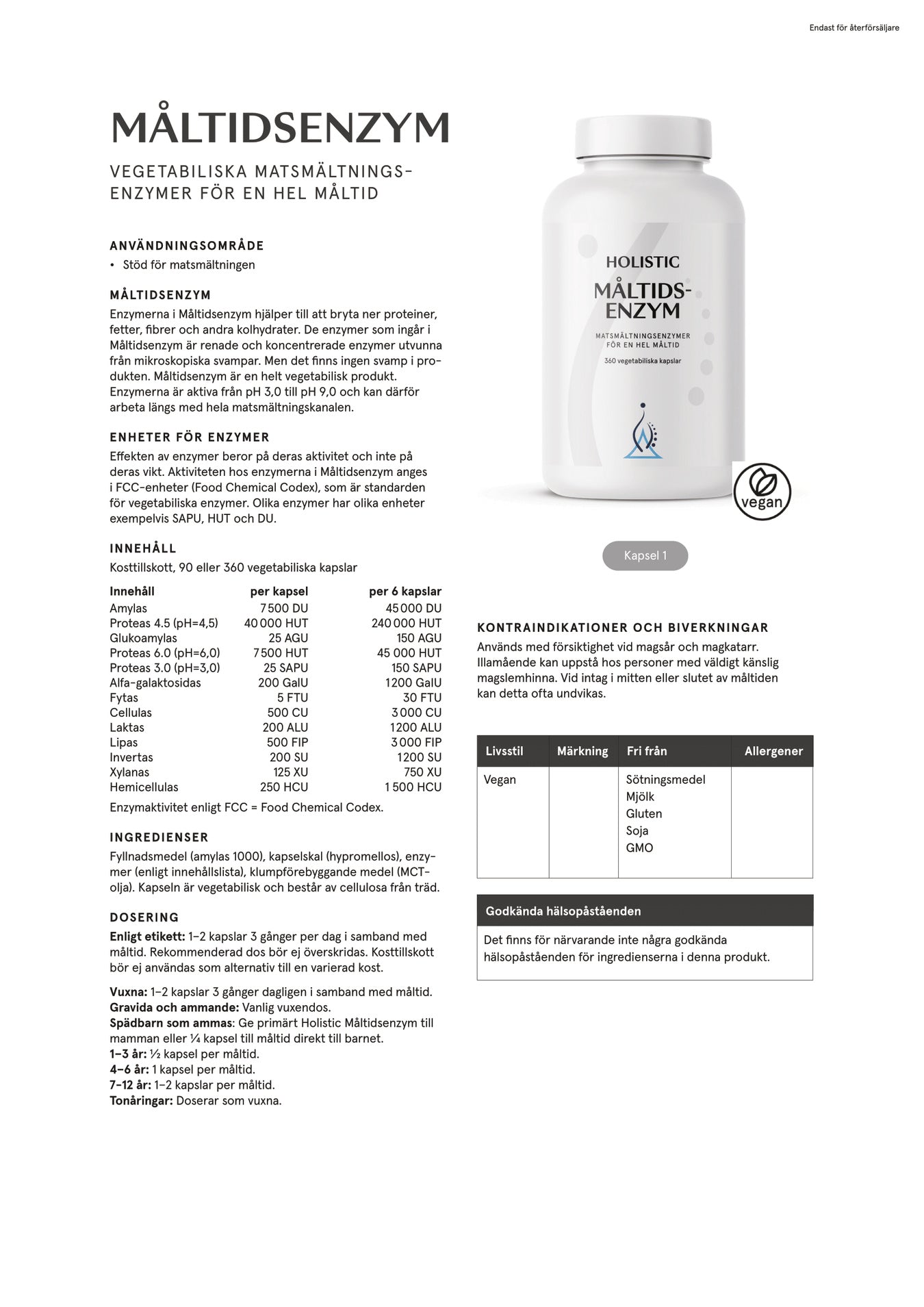 Holistic Måltidsenzym, 360 kapslar