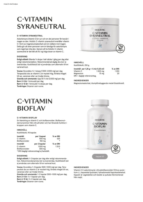 Holistic C-vitamin syraneutral, 250 g