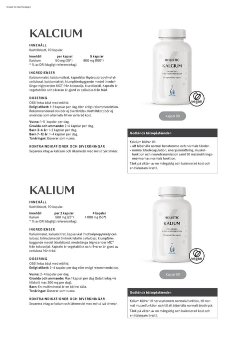 Holistic Kalium 250 mg, 90 kapslar