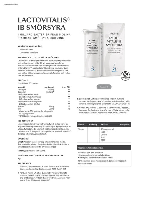 Holistic Lactovitalis®IB smörsyra, 30 kapslar