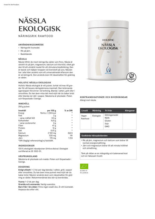 Holistic Nässla ekologisk, 250 g