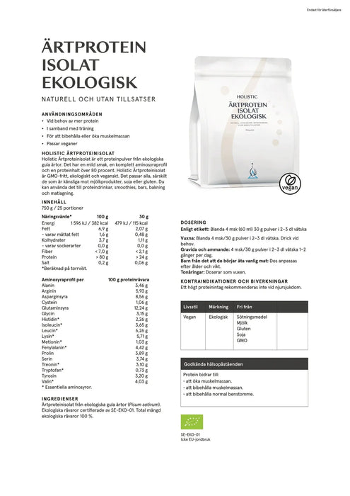 Holistic Ärtproteinisolat ekologisk, 750 g