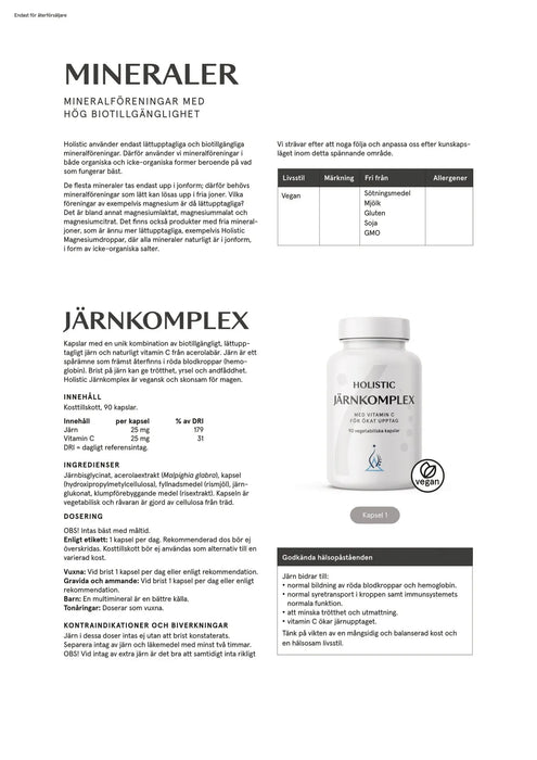 Holistic Mangan 5 mg, 90 kapslar