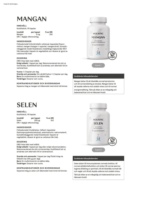 Holistic Mangan 5 mg, 90 kapslar