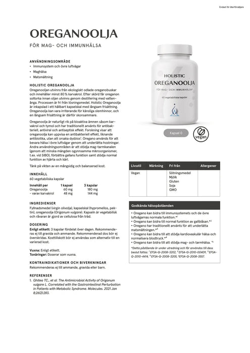 Holistic Oreganoolja, 60 kapslar