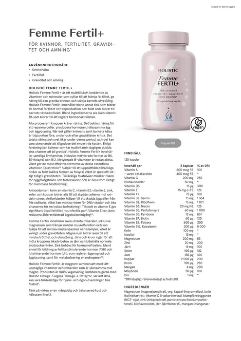 Holistic Femme Fertil+, 120 kapslar