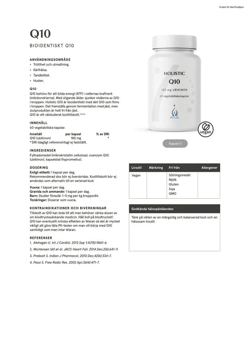 Holistic Q10 180 mg, 60 kapslar
