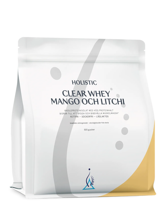 Holistic Clear Whey vassleproteinisolat mango och litchi, 500g