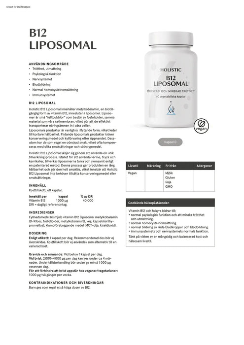 Holistic B12 liposomal, 60 kapslar