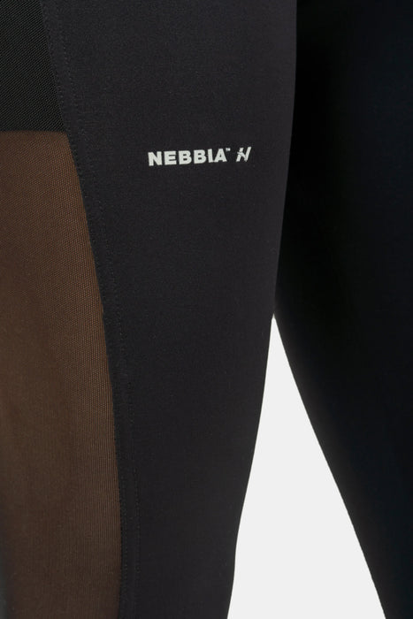 NEBBIA Black Mesh Design Leggings/Träningstights, black