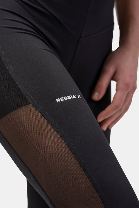 NEBBIA Black Mesh Design Leggings/Träningstights, black