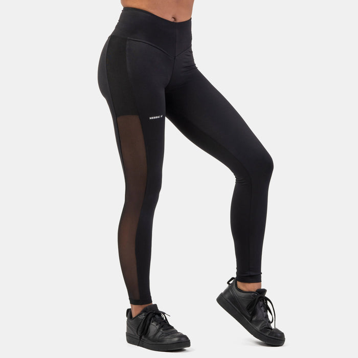 NEBBIA Black Mesh Design Leggings/Träningstights, black