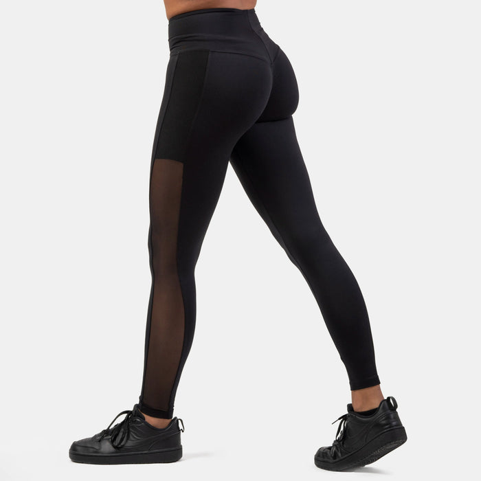 NEBBIA Black Mesh Design Leggings/Träningstights, black