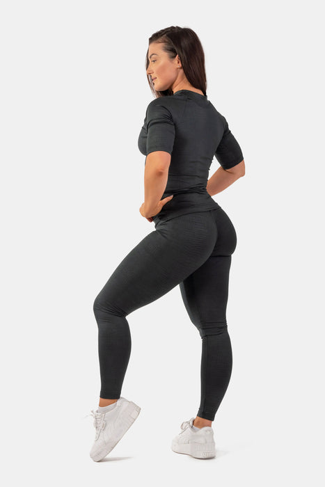 NEBBIA Python SnakeSkin High-Waist Leggings/Träningstights, black