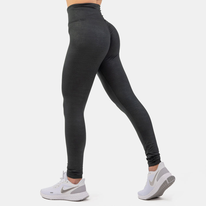 NEBBIA Python SnakeSkin High-Waist Leggings/Träningstights, black