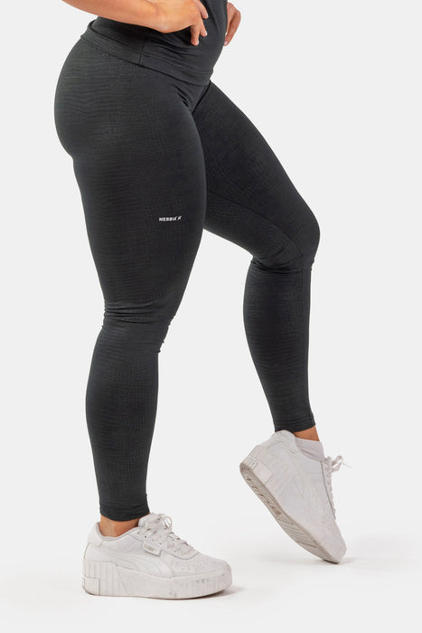 NEBBIA Python SnakeSkin High-Waist Leggings/Träningstights, black