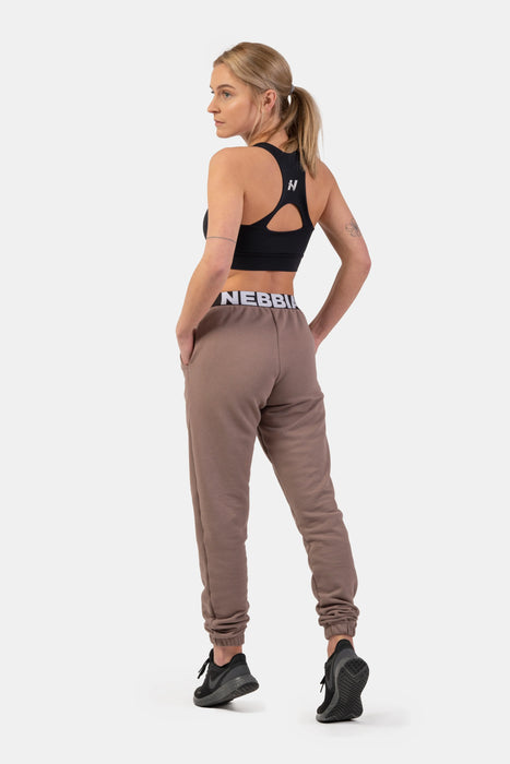 NEBBIA Iconic Mid-Waist Sweatpants/Träningsbyxor, brown