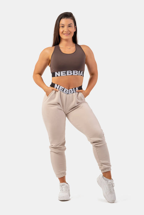NEBBIA Iconic Mid-Waist Sweatpants/Träningsbyxor, cream