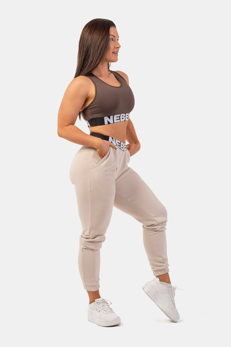 NEBBIA Iconic Mid-Waist Sweatpants/Träningsbyxor, cream