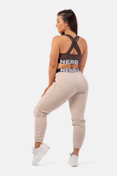 NEBBIA Iconic Mid-Waist Sweatpants/Träningsbyxor, cream