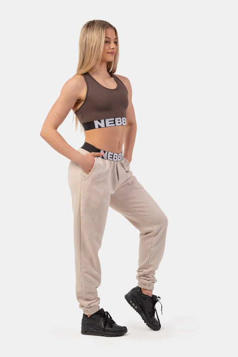 NEBBIA Iconic Mid-Waist Sweatpants/Träningsbyxor, cream