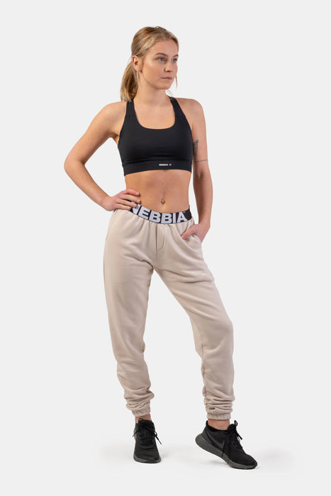 NEBBIA Iconic Mid-Waist Sweatpants/Träningsbyxor, cream
