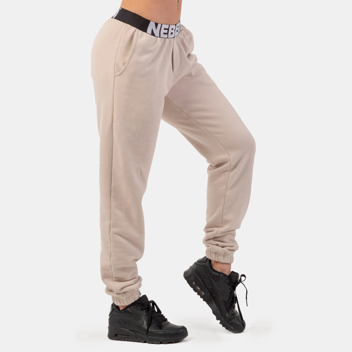 NEBBIA Iconic Mid-Waist Sweatpants/Träningsbyxor, cream