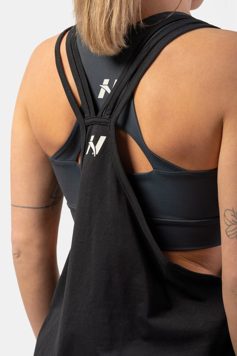 NEBBIA Sleeveless Loose Cross Back Tank Top/linne "Feeling Good", black