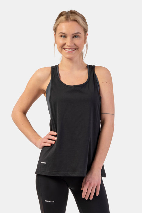 NEBBIA Sleeveless Loose Cross Back Tank Top/linne "Feeling Good", black