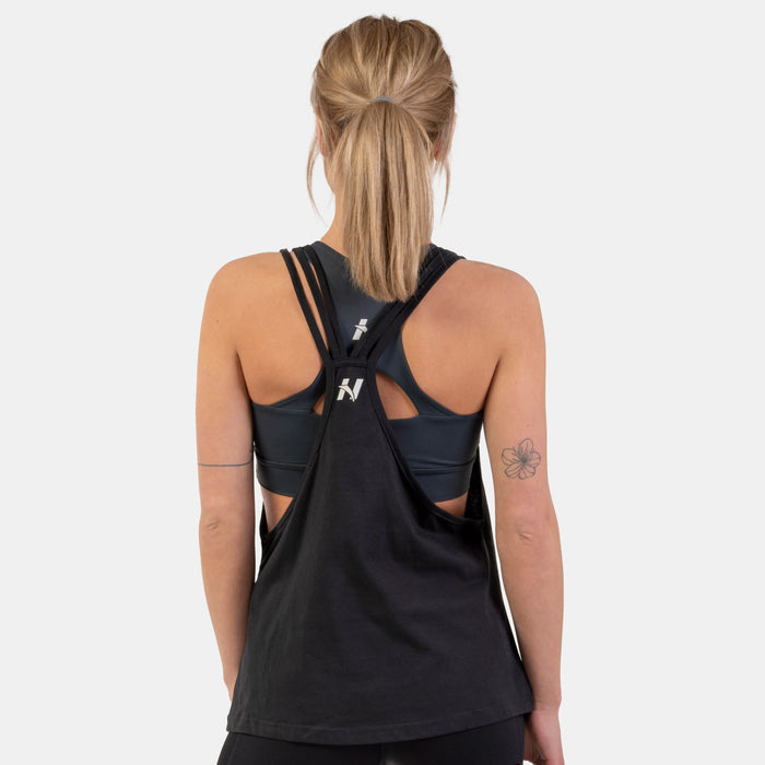 NEBBIA Sleeveless Loose Cross Back Tank Top/linne "Feeling Good", black