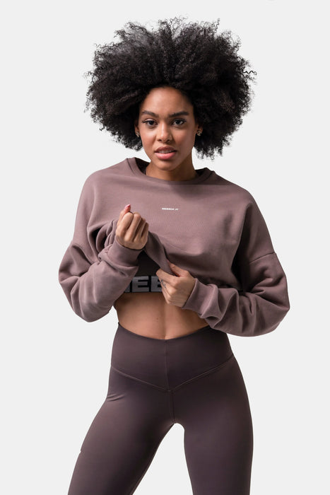NEBBIA Loose Fit Sweatshirt/Träningströja "Feeling Good", brown
