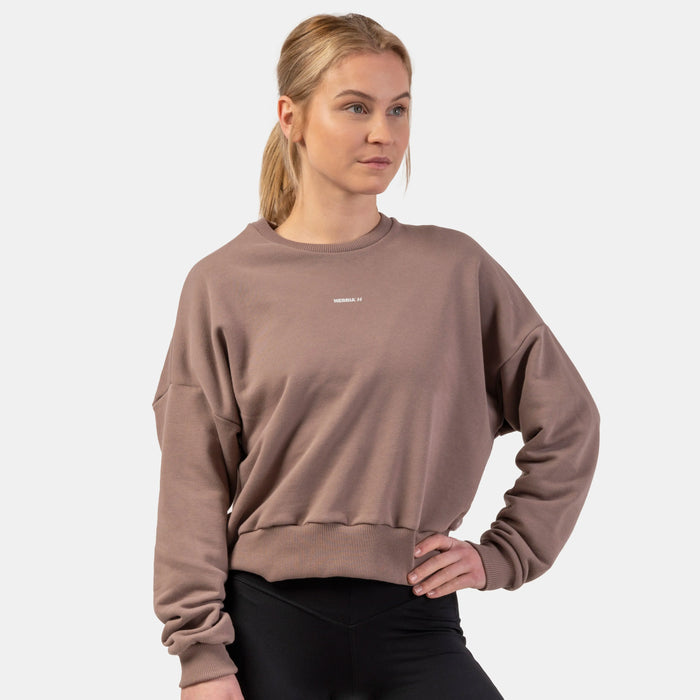 NEBBIA Loose Fit Sweatshirt/Träningströja "Feeling Good", brown