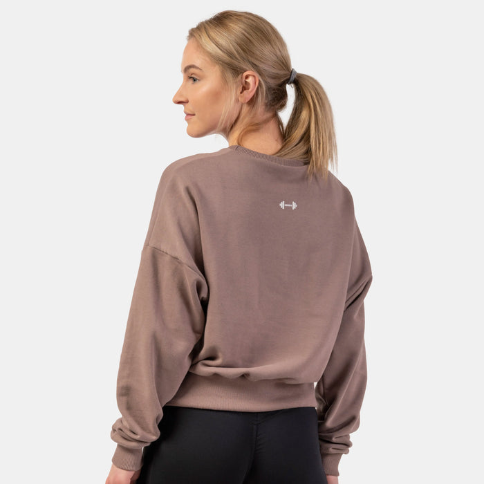 NEBBIA Loose Fit Sweatshirt/Träningströja "Feeling Good", brown