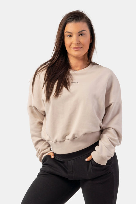 NEBBIA Loose Fit Sweatshirt/Träningströja "Feeling Good", cream