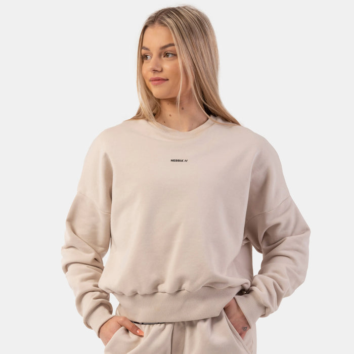 NEBBIA Loose Fit Sweatshirt/Träningströja "Feeling Good", cream