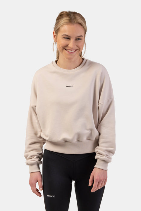 NEBBIA Loose Fit Sweatshirt/Träningströja "Feeling Good", cream