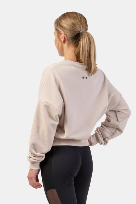 NEBBIA Loose Fit Sweatshirt/Träningströja "Feeling Good", cream