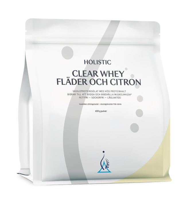 Holistic Clear Whey vassleproteinisolat fläder och citron, 400g