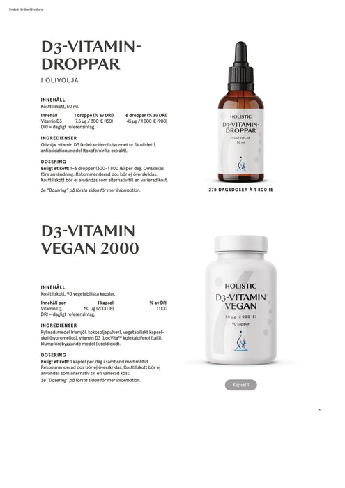 Holistic D3-vitamin vegan 2000, 90 kapslar