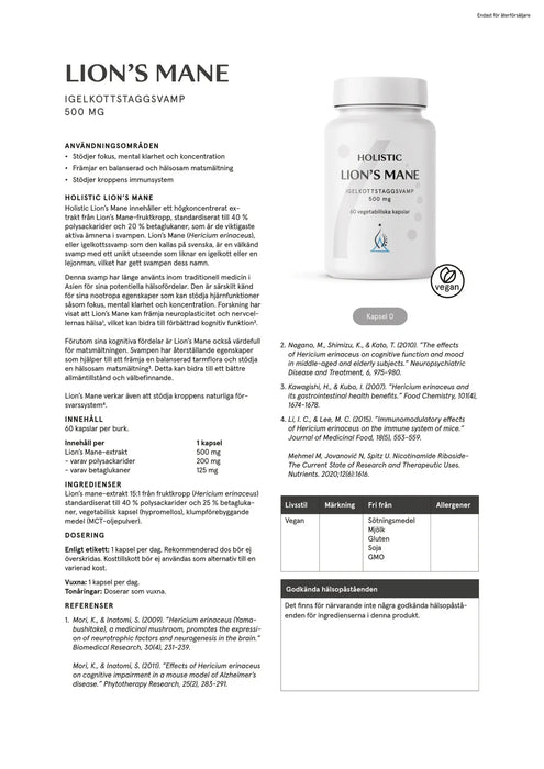 Holistic Lion's mane, 60 kapslar