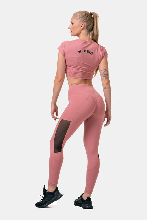 NEBBIA High Waist Mesh Tights/Träningstights, old rose